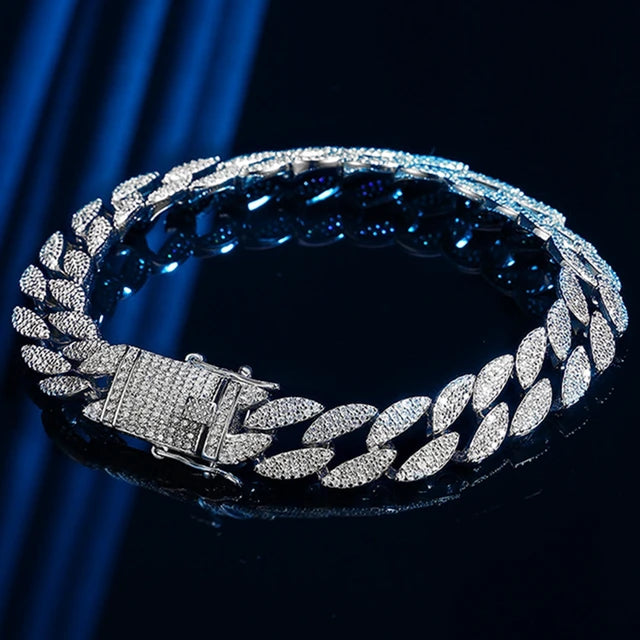 Silver Moissanite Diamond Cuban Bracelets