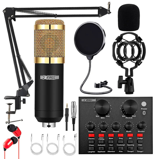 5Core Recording Microphone Podcast Bundle  Professional Condenser Cardioid Mic Kit  w Boom Arm