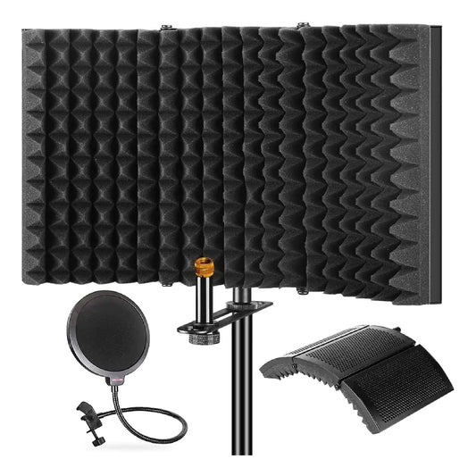 5Core Recording Microphone Isolation Shield with Double Layer Pop Filter  Sound Reflector Booth