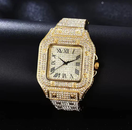 Iced Moissanite Bust Down Watch - Unisex Hip Hop Bling